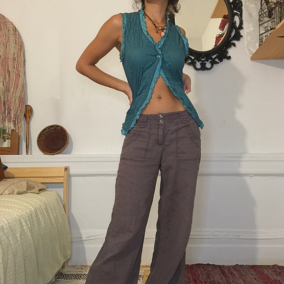 vintage turquoise lace blouse - Picture 2 of 4